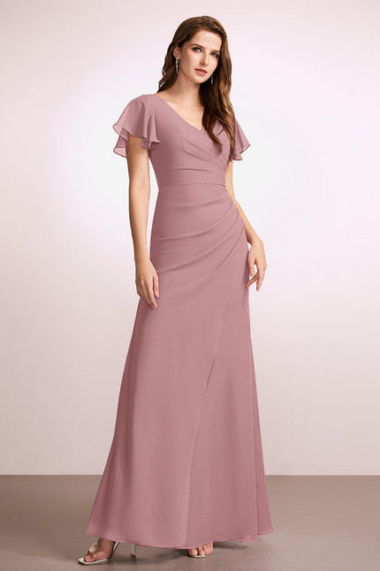 Robe Pastel Rose Demoiselle D'Honneur Longue - gallery 2