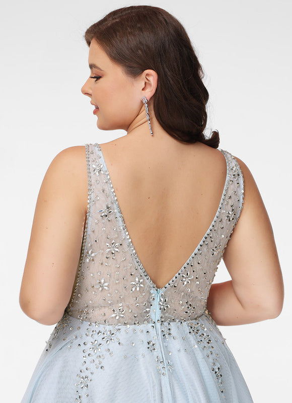 Robe Pastel Bleu Ciel Paillettes Et Tulle - gallery 7