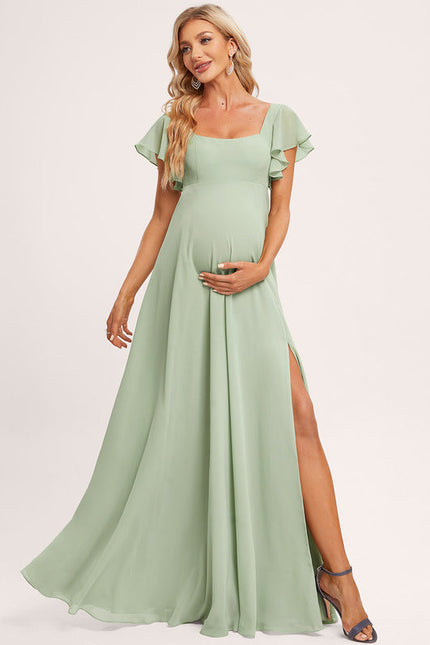 Robe Pastel Verte Demoiselle D'Honneur Volants