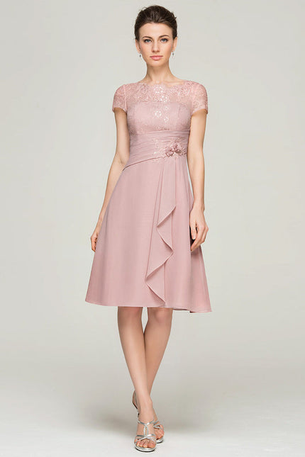 Robe Pastel Rose Trapèze Col Rond - gallery 1