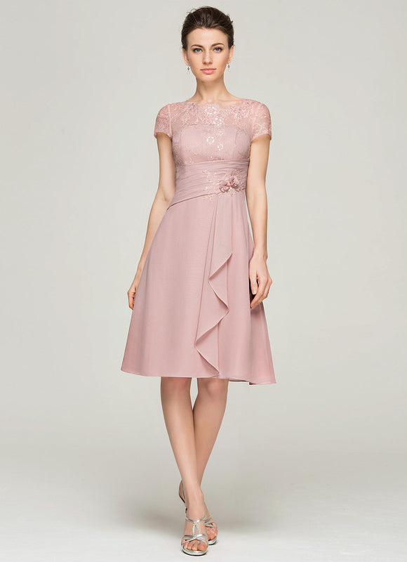 Robe Pastel Rose Trapèze Col Rond - gallery 1