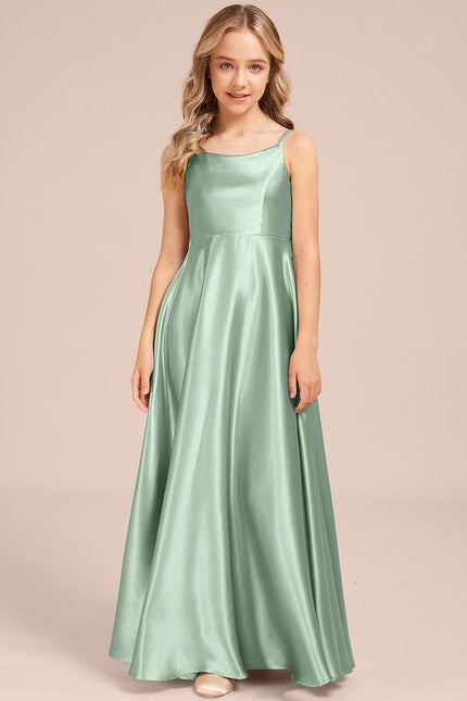 Robe Pastel Vert Satin Démoiiselle D'Honneur - gallery 3