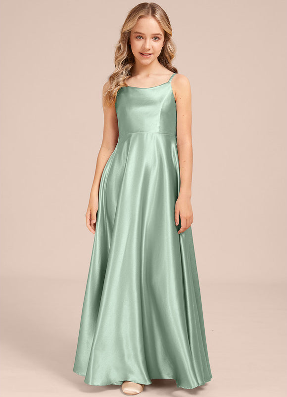 Robe Pastel Vert Satin Démoiiselle D'Honneur - gallery 3