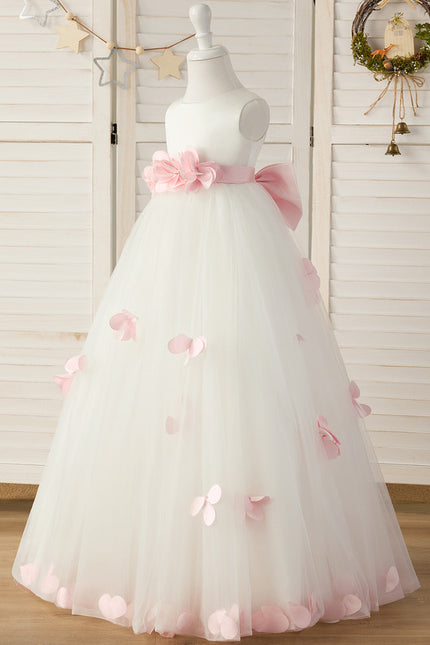 Robe Pastel Fille Mariage Blanc Rose - gallery 3