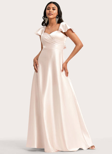 Robe Pastel Rose Satin Demoiselle D'Honneur