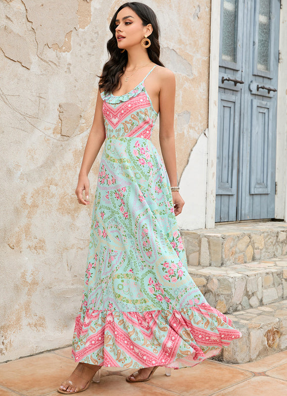 Robe Pastel Imprimé Fleurs Mauve Maxi - gallery 2