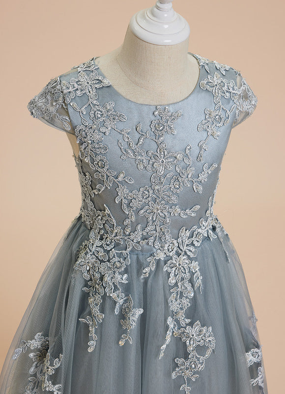 Robe Pastel Bleu Clair Tulle Dentelle Mariage - gallery 2