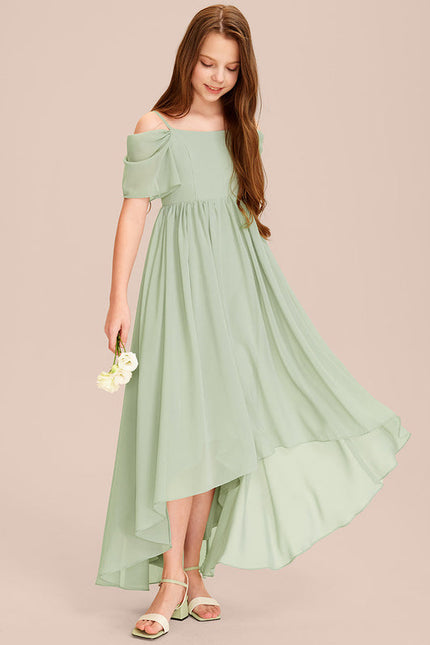 Robe Pastel Vert Mousseline Trapèze Junior - gallery 6