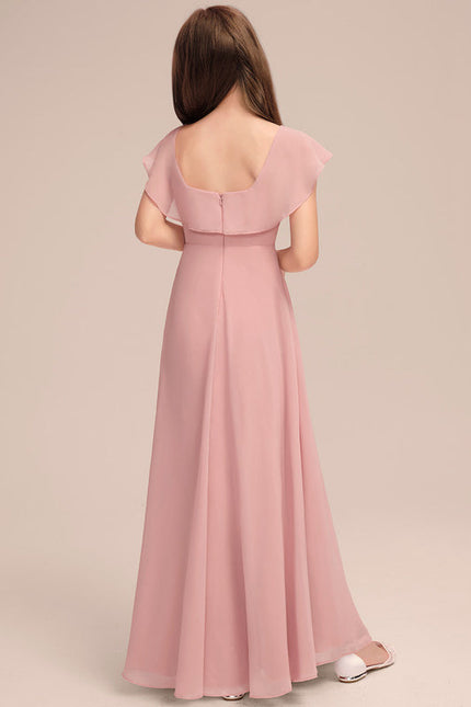 Robe Pastel Rose Demoiselle D'Honneur Volants - gallery 4