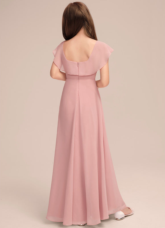 Robe Pastel Rose Demoiselle D'Honneur Volants - gallery 4
