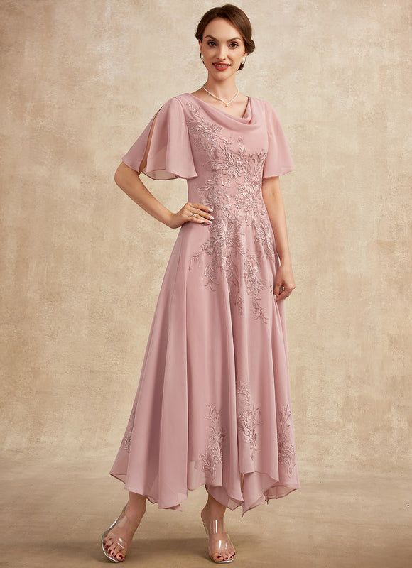Robe Pastel Rose Dentelle Élégante Pour Mariage - gallery 4