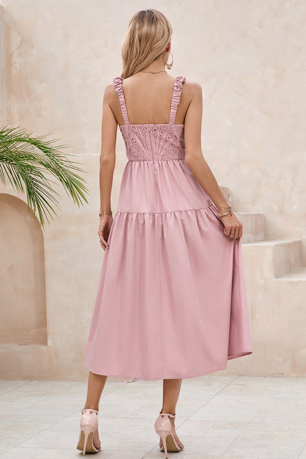 Robe Pastel Rose Col Cœur Midi - gallery 5