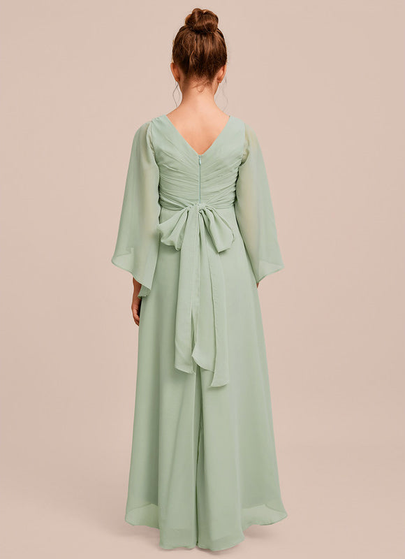 Robe Pastel Verte Trapèze Col V Junior - gallery 6