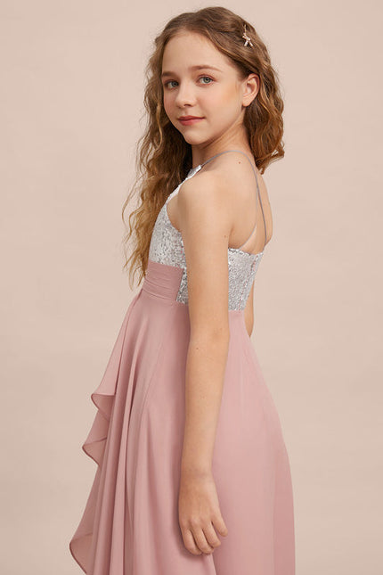 Robe Pastel Rose Demoiselle D'Honneur Longue - gallery 6