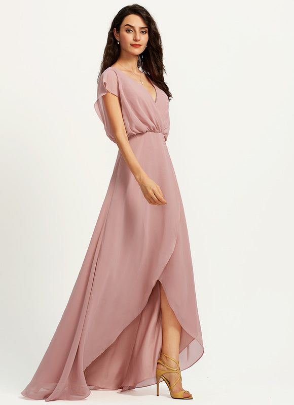 Robe Pastel Verte Col V Asymétrique - gallery 1