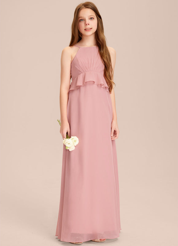 Robe Pastel Junior Rose Volants Longue - gallery 1