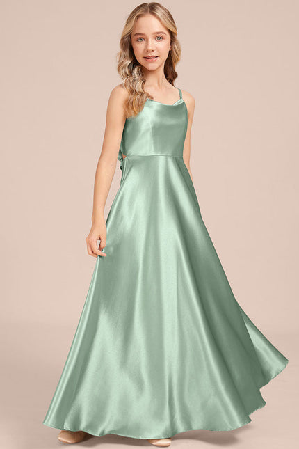 Robe Pastel Vert Satin Démoiiselle D'Honneur