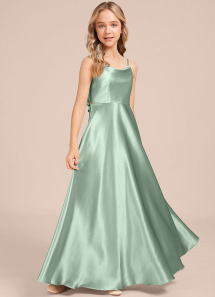 Robe Pastel Vert Satin Démoiiselle D'Honneur