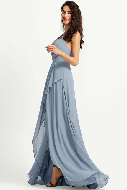 Robe Pastel Verte Col V Asymétrique - gallery 2
