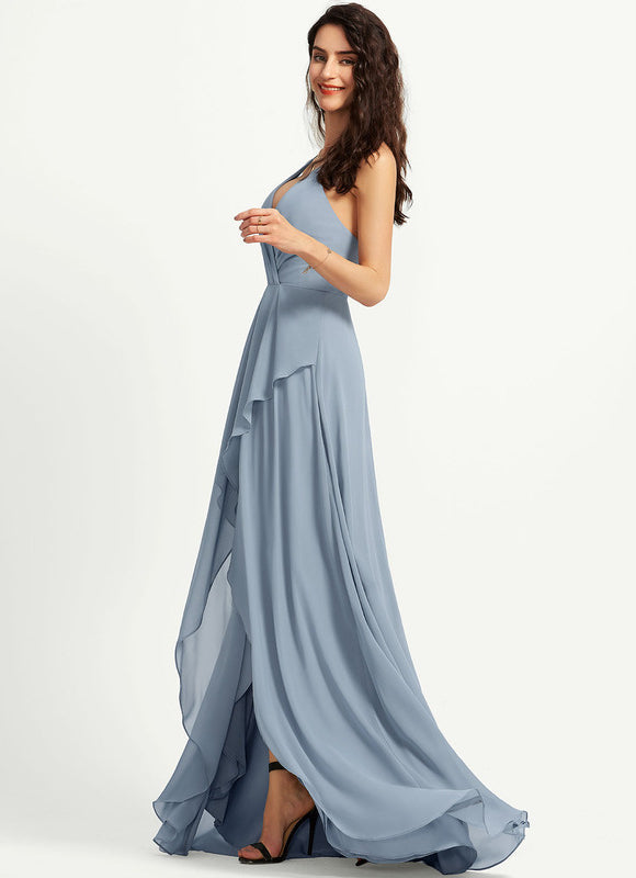 Robe Pastel Verte Col V Asymétrique - gallery 2