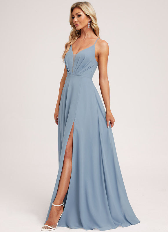 Robe Pastel Demoiselle D'Honneur Bleu Clair - gallery 4