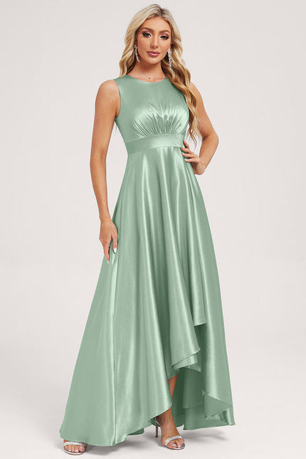 Robe Pastel Vert Satin Trapèze Élégante - gallery 4