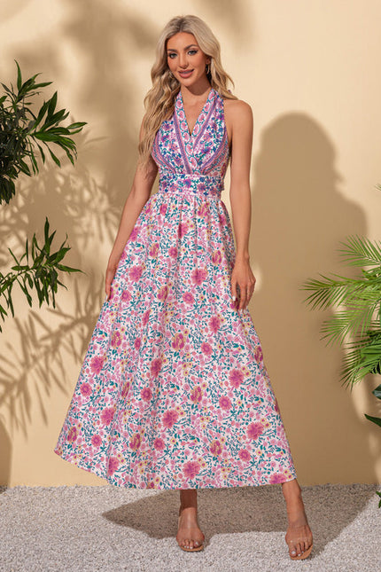 Robe Pastel Imprimé Fleurs Mauve Maxi - gallery 4