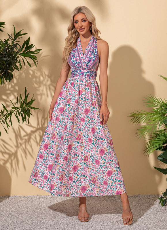 Robe Pastel Imprimé Fleurs Mauve Maxi - gallery 4