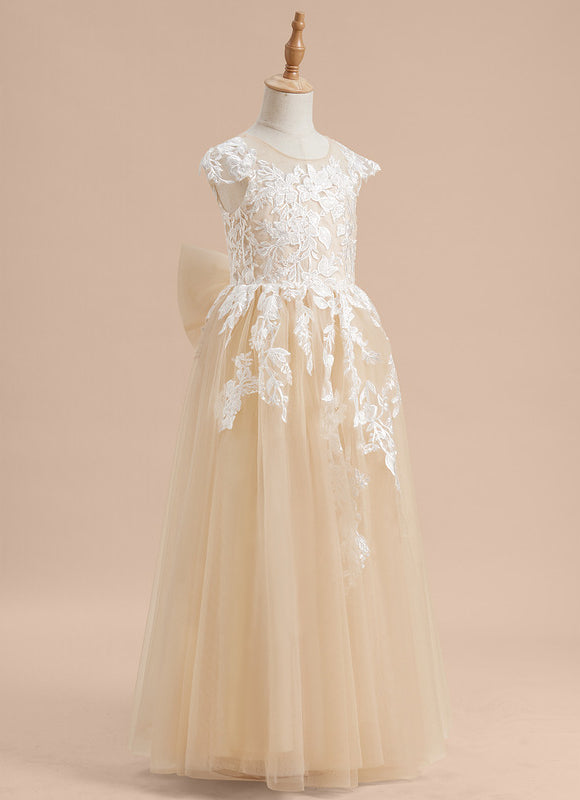 Robe Pastel Fille Mariage Crème Col Rond - gallery 2