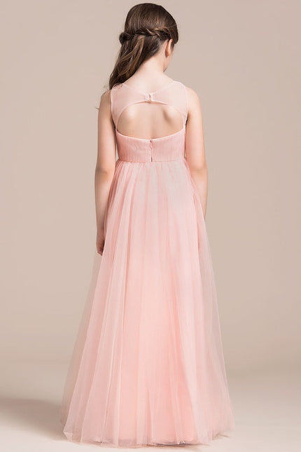 Robe Pastel Rose Col V Longueur Ras Du Sol - gallery 5
