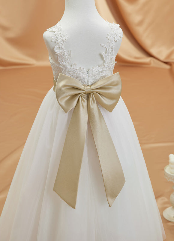 Robe Pastel Blanche Demoiselle D'Honneur Élégante - gallery 6