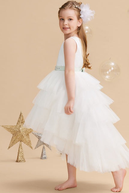 Robe Pastel Blanche Col Rond Asymétrique - gallery 8