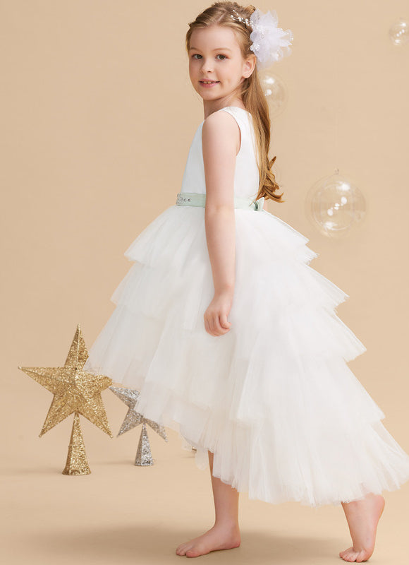 Robe Pastel Blanche Col Rond Asymétrique - gallery 8