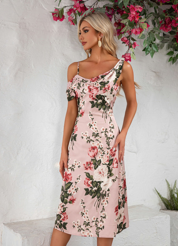 Robe Pastel Fleurie Col Bénitier Rose - gallery 6