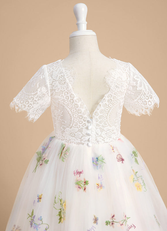 Robe Pastel Blanche Fille Mariage Fleurs - gallery 7