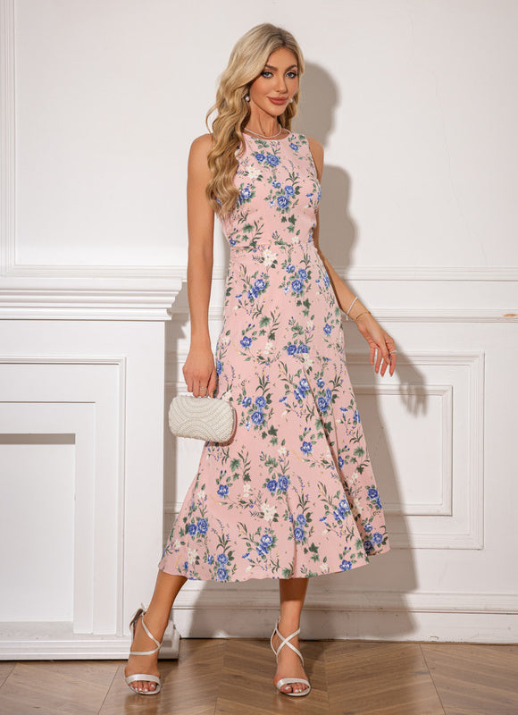 Robe Pastel Blanche Avec Fleurs Roses - gallery 5