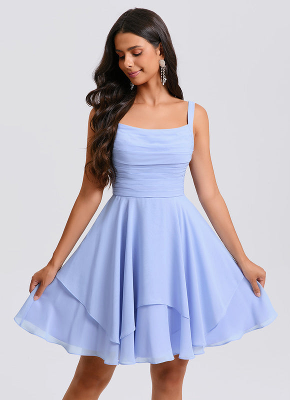 Robe Pastel Bleue Trapèze Col Rond