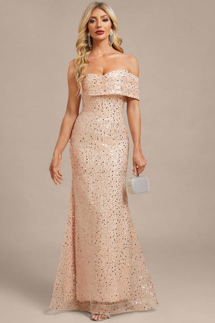 Robe Pastel Rose Pailletée Sirène Élégante - gallery 2