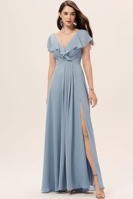 Robe Pastel Demoiselle D'Honneur Bleu Clair - gallery 3