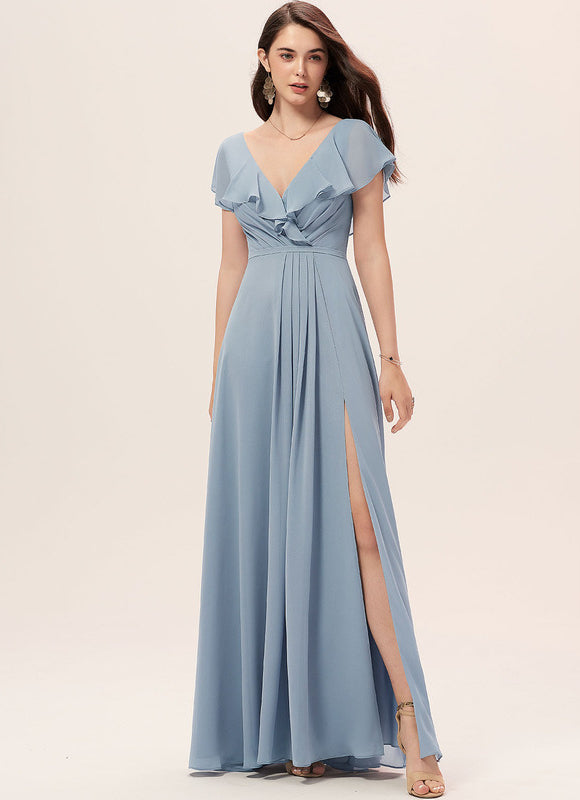 Robe Pastel Demoiselle D'Honneur Bleu Clair - gallery 3