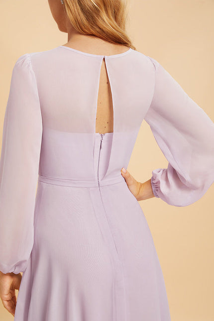 Robe Pastel Violet Longueur Ras Du Sol - gallery 6