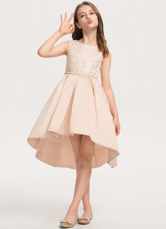 Robe Pastel Junior Rose Dentelle Satin - gallery 3