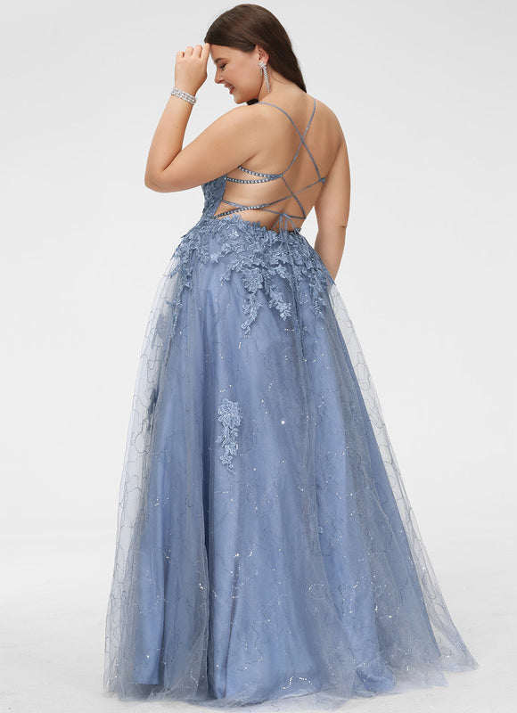 Robe Pastel Bleu Col Carré Tulle Paillettes - gallery 8