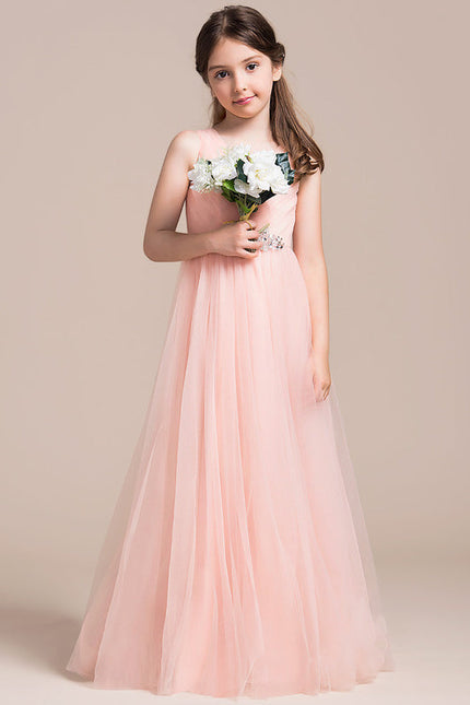 Robe Pastel Rose Col V Longueur Ras Du Sol - gallery 2