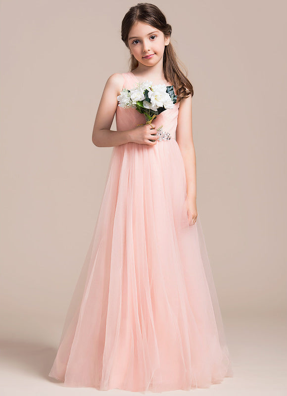 Robe Pastel Rose Col V Longueur Ras Du Sol - gallery 2