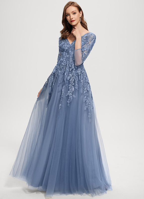 Robe Pastel Dégradé Bleu Col V Élégant - gallery 2