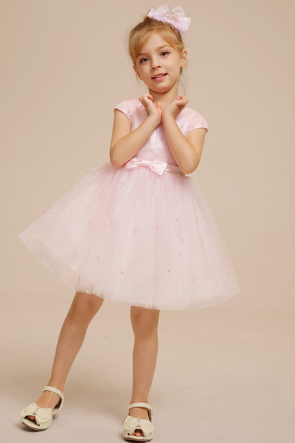 Robe Pastel Rose Tulle Avec Perles - gallery 6