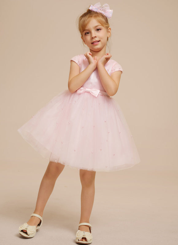 Robe Pastel Rose Tulle Avec Perles - gallery 6