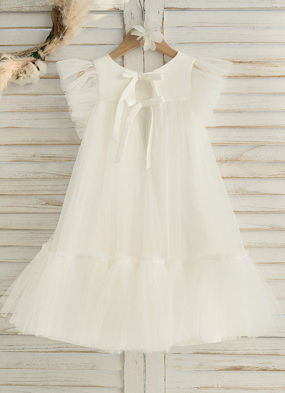 Robe Pastel Fille Mariage Blanche Tulle - gallery 4