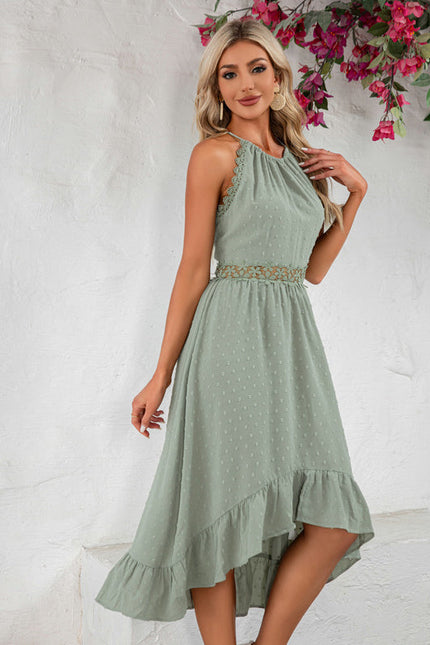 Robe Pastel Verte À Volants Midi